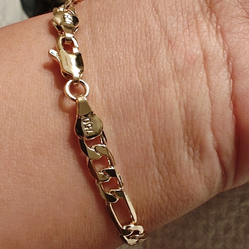 Bracelet Gold Virgin of Guadalupe 18K Plated Figaro Link Italy 750 Enamel - Picture 2 of 6